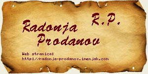 Radonja Prodanov vizit kartica